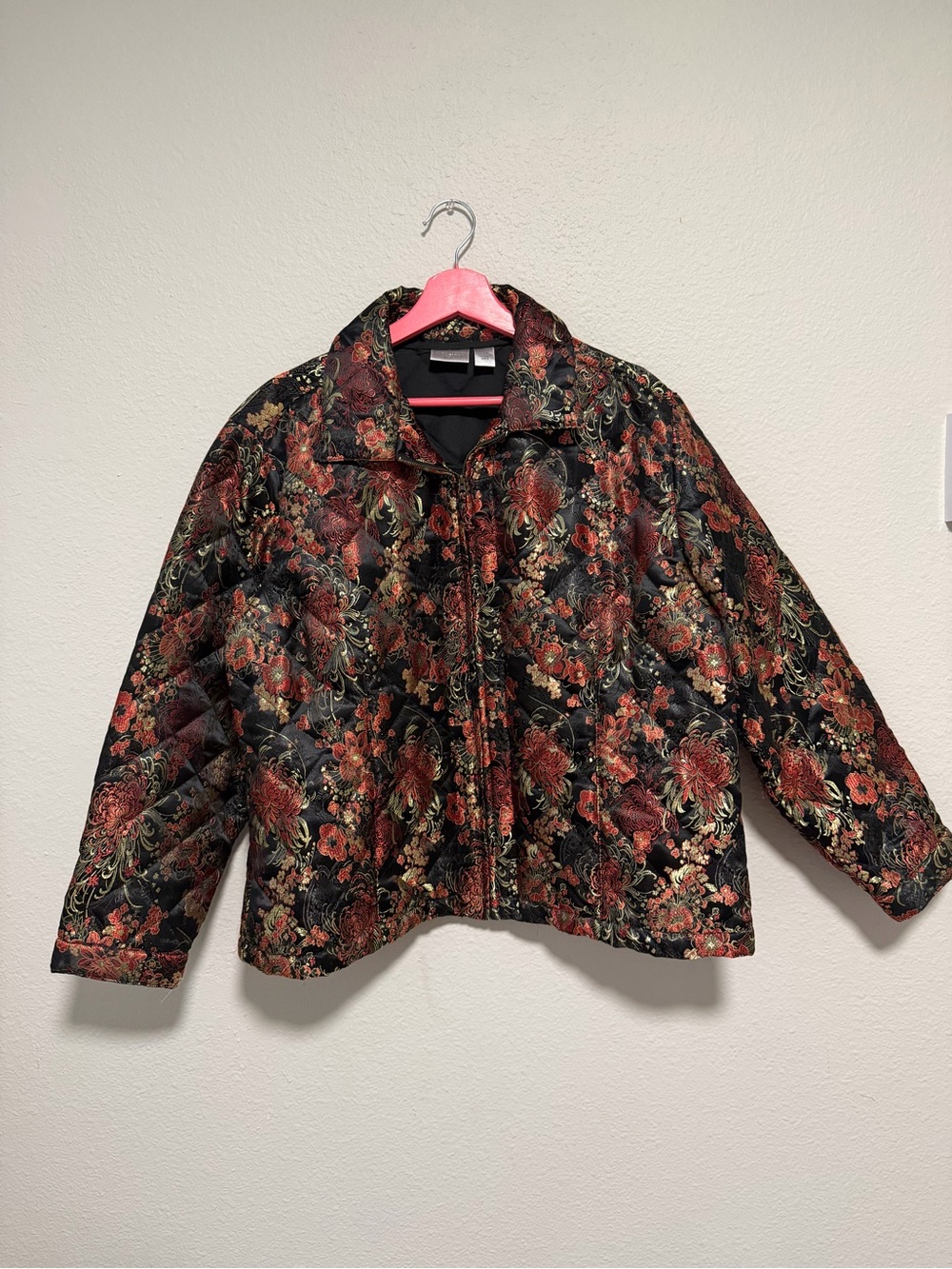 Chico's Vintage Inspired Quilted Floral Brocade Jacket – Size 3